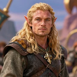 orlando bloom as a blonde orc, digital art by eugene de blaas and ross tran, vibrant color scheme, highly detailed, in the style of romanticism, cinematic, artstation, greg rutkowski