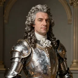 A rococo portrait of Will Ferrell in a shining suit of armor, Jacques-Louis David, Réunion des Musées Nationaux, Louvre Catalogue photography