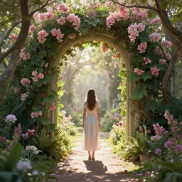 as I stand in front of the portal to the blooming garden of Eden, not daring to take a step, the cycle of disturbing thoughts sends me into a state of liminality | octane render