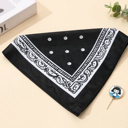 “black and white paisley hanky bandana lapel pin, high quality well lit product photo, cute”