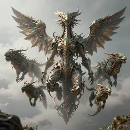 an intricate concept art of floating fantasy creatures, ultra realistic, hyper detail, style by feng zhu and artgerm, trending on artstation, cgsociety, 8 k, octane render, high contrast, 3 d render, cgi, cinematic lighting