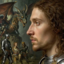closeup profile medieval jan van eyck face portrait of goblin dragons wearing armour in victorian london, nicoletta ceccoli, mark ryden, lostfish, hyung tae, frank frazetta, depth of field, detailed and intricate gothic environment, 8 k resolution, hyperrealistic, octane render