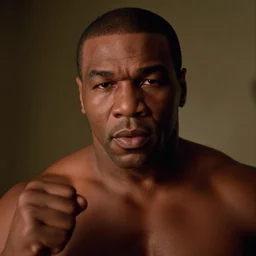 a cinematic film still of Mike Tyson starring in The Shining, portrait, 40mm lens, shallow depth of field, close up, split lighting, cinematic