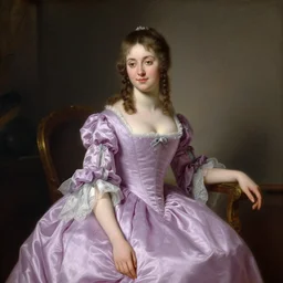 beautiful portrait of an insanely beautiful young german princess by thomas lawrence, circa 1 8 0 3, neoclassic, rococo, romanticism, art by thomas lawrence, 8 k, extremely detailed, oil on canvas, 1 8 0 0 s, beautiful lavander gown, short brown hair
