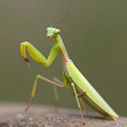 a happy praying mantis playing the violin