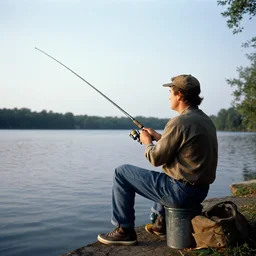 A man fishing, 1995 photography.