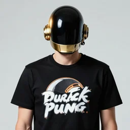 a man wearing daft punk shirt. artstation