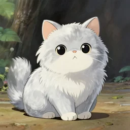 a little cute stick persian cat silver, illustration, by studio ghibli