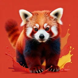 red panda splash art graphic design color splash high contrasting art, fantasy, highly detailed, art by greg rutkowski