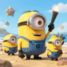 cute minions storming omaha beach on d-day