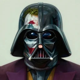 symmetrical - face!! portrait shot of the joker as darth vader, realistic, professionally color graded, intricate, elegant, highly detailed, centered, digital painting, artstation, concept art, smooth, sharp focus, illustration, artgerm, tomasz alen kopera, peter mohrbacher, donato giancola, joseph christian leyendecker, wlop, boris vallejo