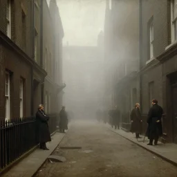 1 9 0 0 th century london, shady alleys, thick fog, art by caspar david friedrich, thomas lawrence, john martin