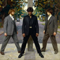 a painting of the dark man at the crossroads by gustav moreau, jean delville and  Gaston Bussiere