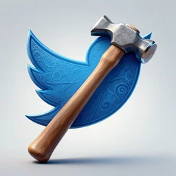 twitter logo shape hammer, illustration, epic, intricate, hyper detailed, artstation, concept art, smooth, sharp focus, ray tracing, vibrant, photorealistic, award - winning, 4 k, hdr, simon bisley,