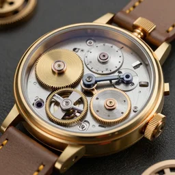 a steampunk watch in polished gold and silver showing the detailed workings by Tomer Hanuka, macro photography, F/2.8, trending on artstation, octane render