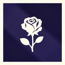 small white rose silloutte zoomed out on dark purple blue background, grainy vintage”
