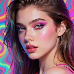 sexy, beautiful, young woman, detailed gorgeous face, vaporwave aesthetic, synthwave, colorful, psychedelic, artstation, concept art, smooth, extremely sharp detail, finely tuned detail, ultra high definition, 8 k, unreal engine 5, ultra sharp focus, illustration, art by artgerm mary dimova, jim lee, greg rutkowski and alphonse mucha