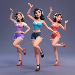 girls dancing for lovely music, masterpiece, pinup, highly detailed, claymotion by tim burton,, artstation, concept art, smooth, sharp focus, illustration, Unreal Engine 5, 8K