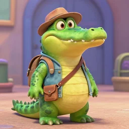 a crocodile dressed as a tourist, pixar movie still
