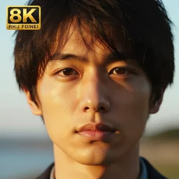 a close face - up photography of 尾 崎 豊, highly detailed, 8 k, golden hour