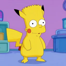 pikachu screenshot from the simpsons pikachu as bart simpson episode