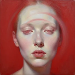 a portrait of an intensely lit spiraling stretched face, red, oil painting, pale colors, high detail, 8 k, wide angle, trending on artstation,
