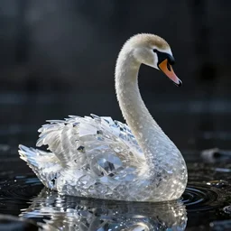 Crystal or glass swan. By Konstantin Razumov, highly detailded