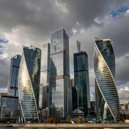 moscow city skyscrapers hdr dslr photo in style of h. r. giger
