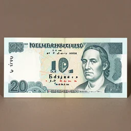 a design of a Selknam money bill of 20, engraving and decoration with aboriginal design and illustrations of Patagonian animals by gustav dure, with well-defined edges and clear figures, sharp contrast