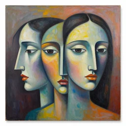 the most amazing abstract painting in the history of the universe, surreal faces