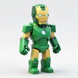 voxelised iron man with green suit