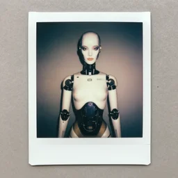 a polaroid of a female android, by Dan Mumford and Sandra Chevrier, 4k