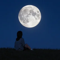 at night when the stars light up my room, i sit by myself talking to the moon who sits alone talking to the moon?