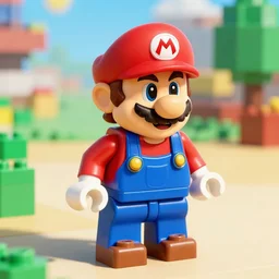 mario in lego brick, realistic
