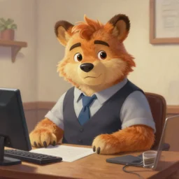 cute concept art fantasy painting of an anthropomorphic furry male temporary secretary, by artgerm, sylvain sarrailh, rossdraws, wlop, fursona, furaffinity, furry, deviant art, e 6 2 1, global illumination, tankoban, oil on canvas, 4 k, smooth details, pixar animation style