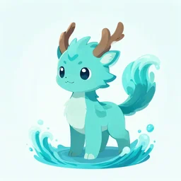 cyan cute spirit axie pet wave its tail, fantasy, studio ghibli, clean cel shaded vector art, style artstation, style greg rutkowski, octane render, unreal engine 6, epic game graphics, fantasy, conceptual art, ray tracing