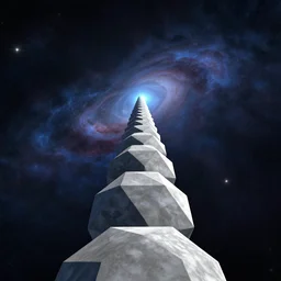 a long straight line through the cosmos, first - person, 3 d, dodecahedron
