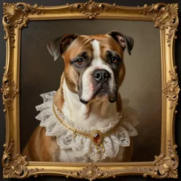 baroque rococo painting The Fancy Royal Pitbull  portrait Greg Hildebrandt high detail cute dog