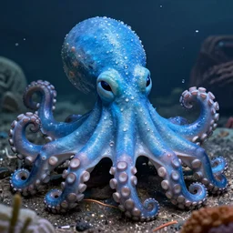 smiling blue octopus. detailed. deep. masterpiece. hingre