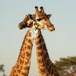 cat with the neck of a giraffe, animal geographic, high quality, golden hour
