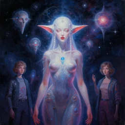 a beautiful cosmic female dmt entities painting by artgerm and alex grey and wes anderson and spike jonze, trending on artstation
