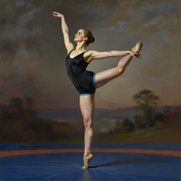 emma watson standing on a wrestling mat, an impressionist painting by grillo demo, trending on cg society, arabesque, dynamic pose, masculine