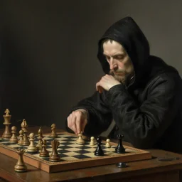 a man who plays chess with grim reaper for his life by pieter aertsen trending on artstation