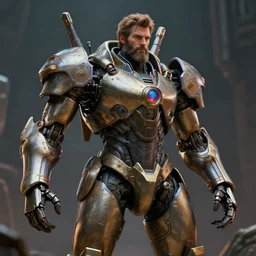sci - fi fantasy character, bearded male piloting intricate mech armor. volumetric lighting, masterpiece, sharp focus by leesha hannigan, ross tran, kai carpenter.