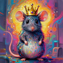 a humanoid animal king mouse with a crown, atmospheric beautiful by stanley artgerm, tom bagshaw, arthur adams, carne griffiths, trending on deviant art, street art, chillwave, maximalist, full of color, glittering, 8 k, hd