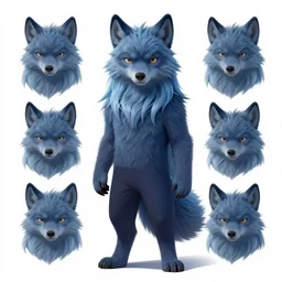 character concept art, cute adult male anthropomorphic furry, cute fine face, darkblue werewolf, pants, pretty face, key visual, long human lightblue hair, realistic shaded furry face, fine details by stanley artgerm lau, wlop, rossdraws, james jean, andrei riabovitchev, marc simonetti, and sakimichan