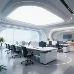 a futuristic office,