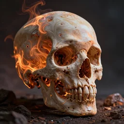 skull made of Fractal flame, psychedelic