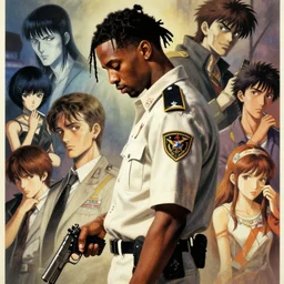earl sweatshirt wearing uniform, holding pistol at side, side view, looking down | | audrey plaza, fine detail!! anime!! realistic shaded lighting!! poster by ilya kuvshinov katsuhiro otomo ghost - in - the - shell, magali villeneuve, artgerm, jeremy lipkin and michael garmash and rob rey