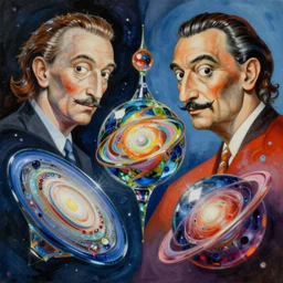a hd surrealism painting of 3d cast glass galactic sculptures by dali and kandinsky, ultra detailed, complimentary vivid colors, abstract, 8k